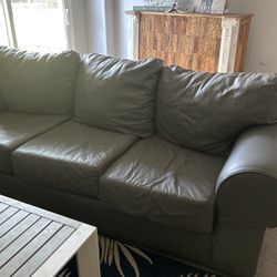 2 Large Gray Leather Couches
