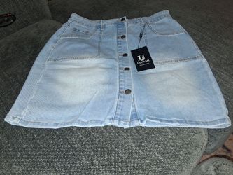 Light blue denim mini skirt (L)