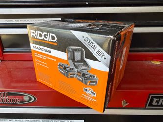 BRAND NEW IN BOX: Ridgid 18V 4.0 Ah MAX Output Lithium-Ion Battery Starter Kit with TWO (2) 4Ah Batteries and Charger