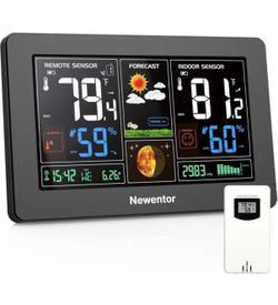 Newentor Weather Station Wireless Indoor Outdoor Thermometer Color Display Black