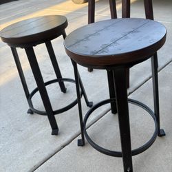 Wood and Iron High Stools