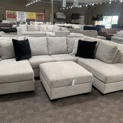 Grey Double Chaise U Shaped Sectional 