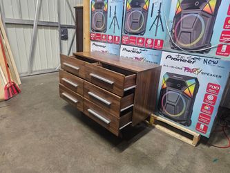 9-Drawer Walnut Finish Dresser