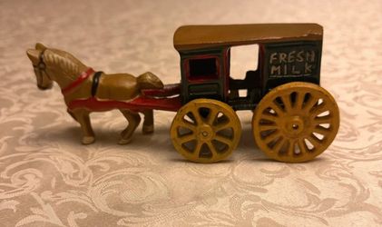 Cast Iron Horse Drawn Fresh Milk Carriage