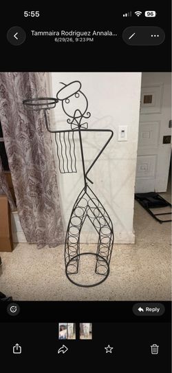 Vintage Wrought Iron" Frenchman" Wine Rack Sculpture