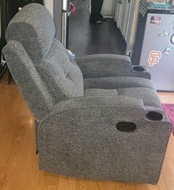 2 Gray manual recliners two months old
