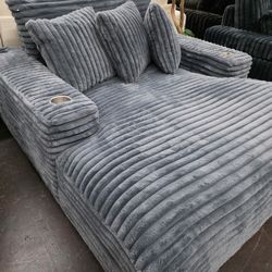 Plush Corduroy Chaise Lounge