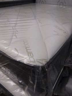 Mattress pillowtop new queen colchones cama bed mattres delivery frame rails available 