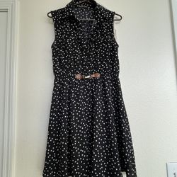 Black/White Polka For Dress Sleeveless