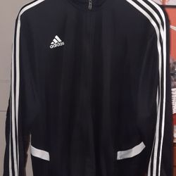Adidas Black/White 3 Stripe Track Jacket size 2XL