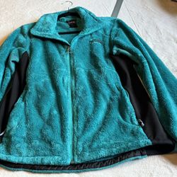 THE NORTH FACE: Teal & Black Full Zip up Fleece Women's size large