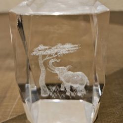 3D Laser Etched Elephant Clear Acrylic Lucite Paperweight 3 x 2 x 2 In.  