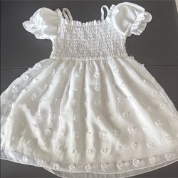 White Floral Kids Dress