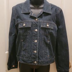 Old Navy Women’s Denim Blue Jean Jacket, Size Medium, Dark Rinse