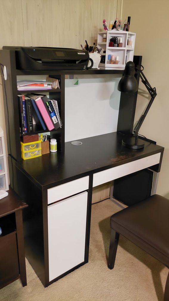 Desk with drawers and shelves