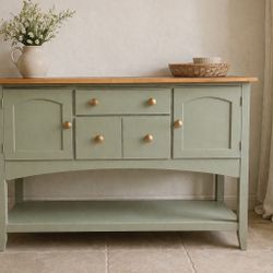 Refinished Sage Green Sideboard (Solid Wood)