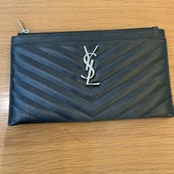 Saint Laurent Monogram Small Ziptop Bill Pouch in Grained Leather  For Woman’s 