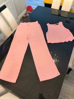 Pink Wide-Leg Pants and Crop Top Set size medium