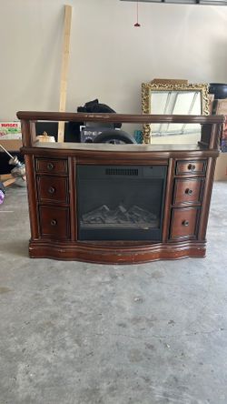 Electric fireplace brown wood