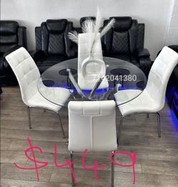 White Leather dining table set