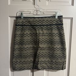 Ann Taylor Loft Black Brown Chevron Zig Zag Mini Straight Pencil Skirt Size 2