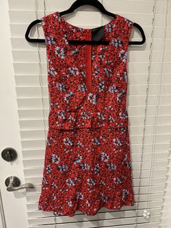Nightwalker Floral Red V Cut Dress NWOT