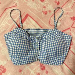 Blue And White Crop Top