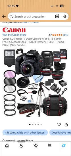 Canon EOS Rebel T7 DSLR Camera Bundle