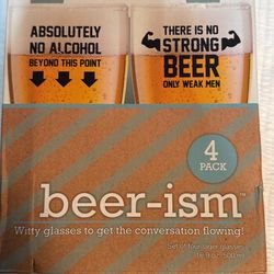 Beer-ism Witty Glasses 4 Pack