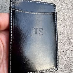 Genuine Leather Card Holder with Money Clip – Saddleback Logo – Monogram JTS – Made in China