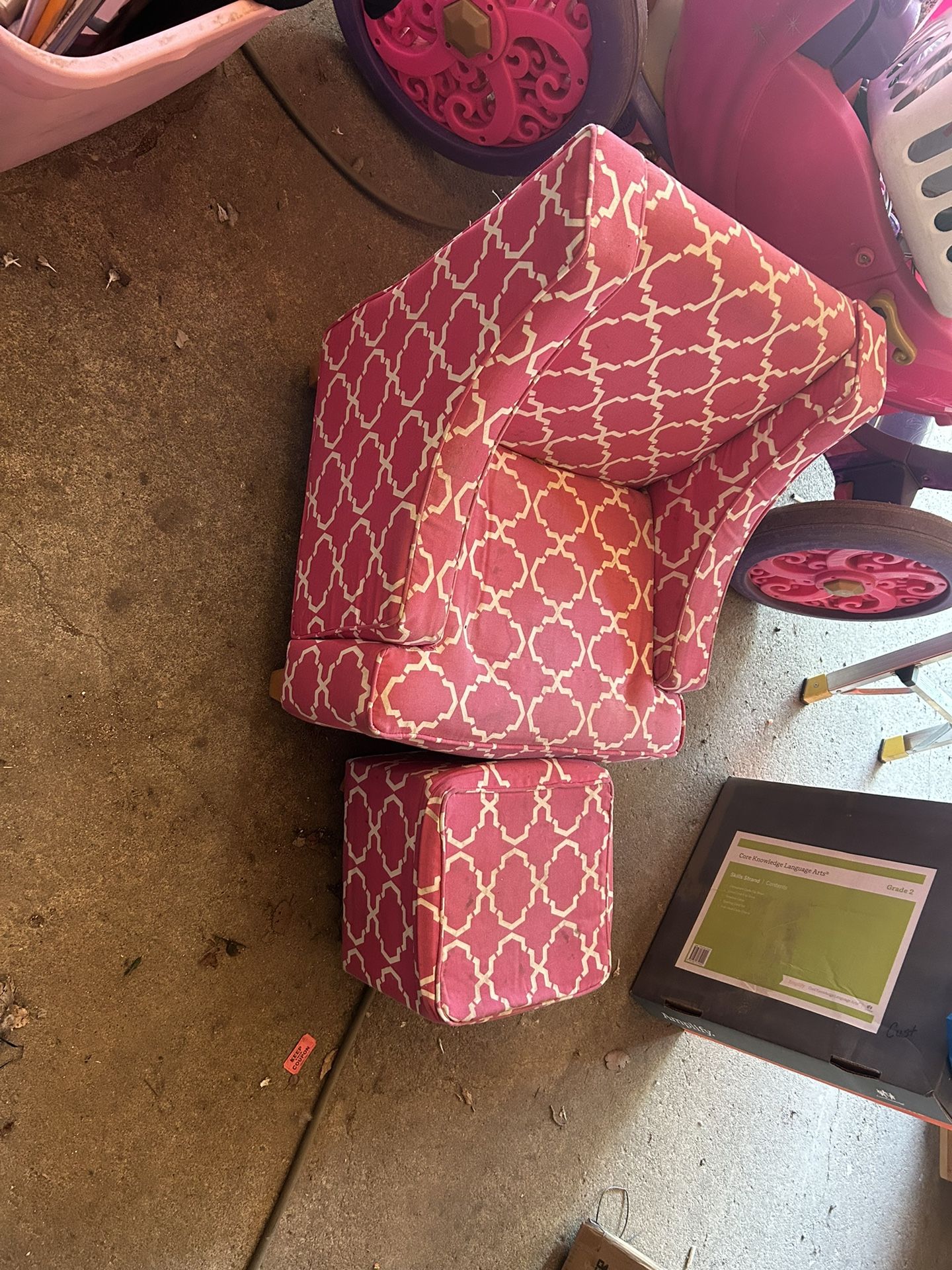 Kids Pink Chair And Foot Stool