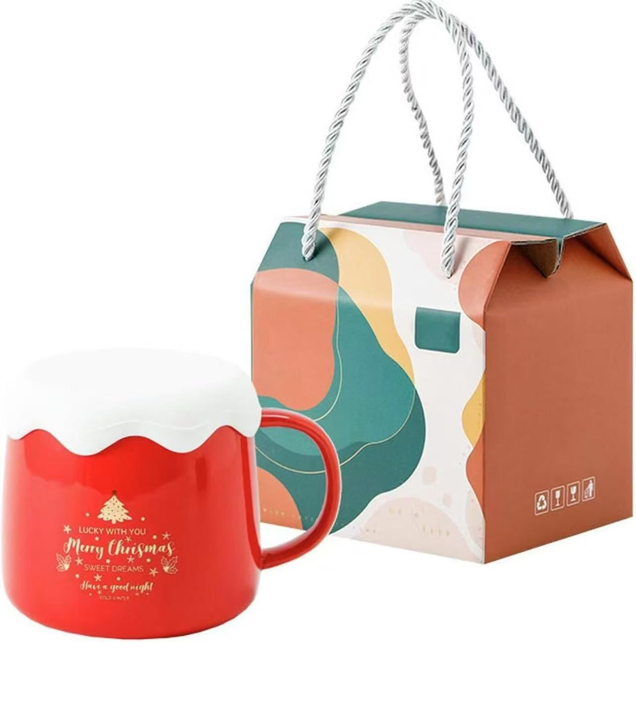 Christmas gift box, Christmas cup for couples, gift for loved ones, high-end quality, with Christmas spoon