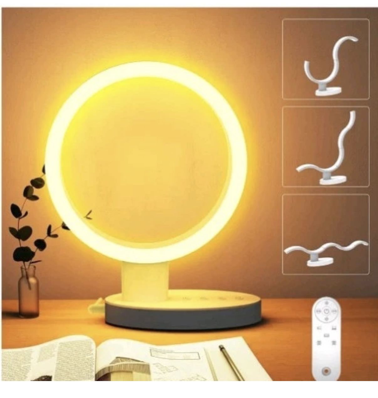 Circular LED Table Lamp, Transformable Ring-Shaped Table Light, Nightstand, Dimmable New