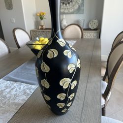 Wooden Black Decorative Vase 