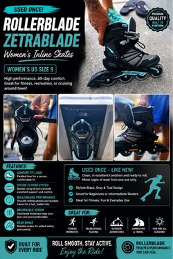 Rollerblade Zetrablade Women’s Inline Skates | US Size 9 | Used Once