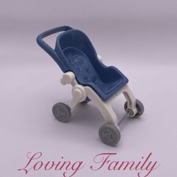 Vintage Fisher Price Loving Family Dollhouse Nursery Baby Doll Folding Stroller   