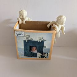 Angel Photo Frame Huggers Set Of Two 3- 3.5" Jade Porcelain NWT
