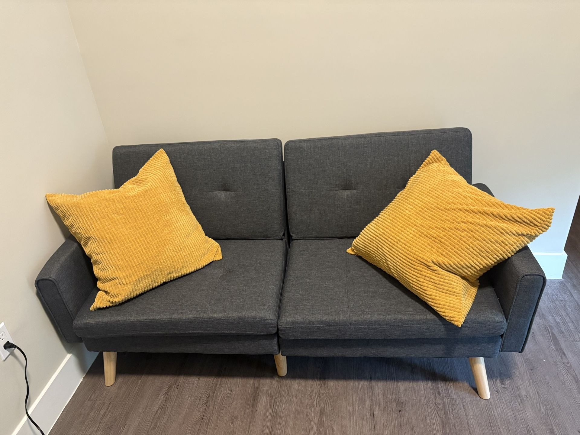 Nazeer 70.9" Futon Loveseat Sofa, Reclining Linen Sofa Bed