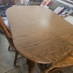 Wood Dining Kitchen Table with 4 Chairs 