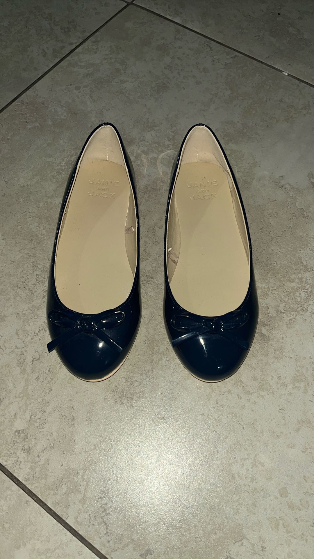 Janie and Jack Girl’s Navy Blue Dress Shoes / Ballet Flats, Size 3K (Kids)
