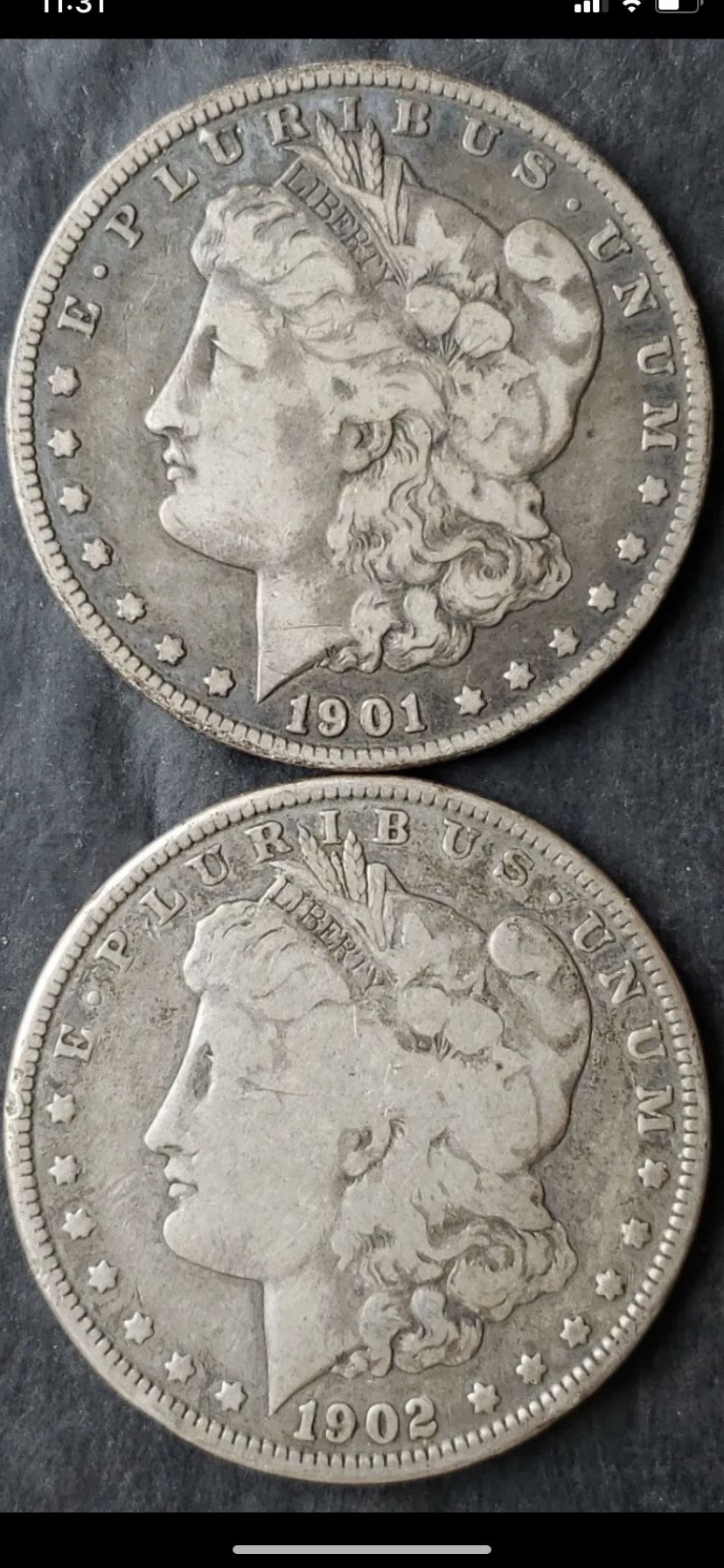 1901-O And 1902-O Morgan Silver Dollars 