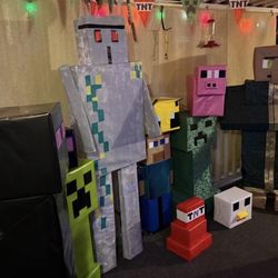 Large home crafted Minecraft party decorations