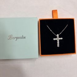 Brand new Cubic Zirconia Cross 18K Silver Plated