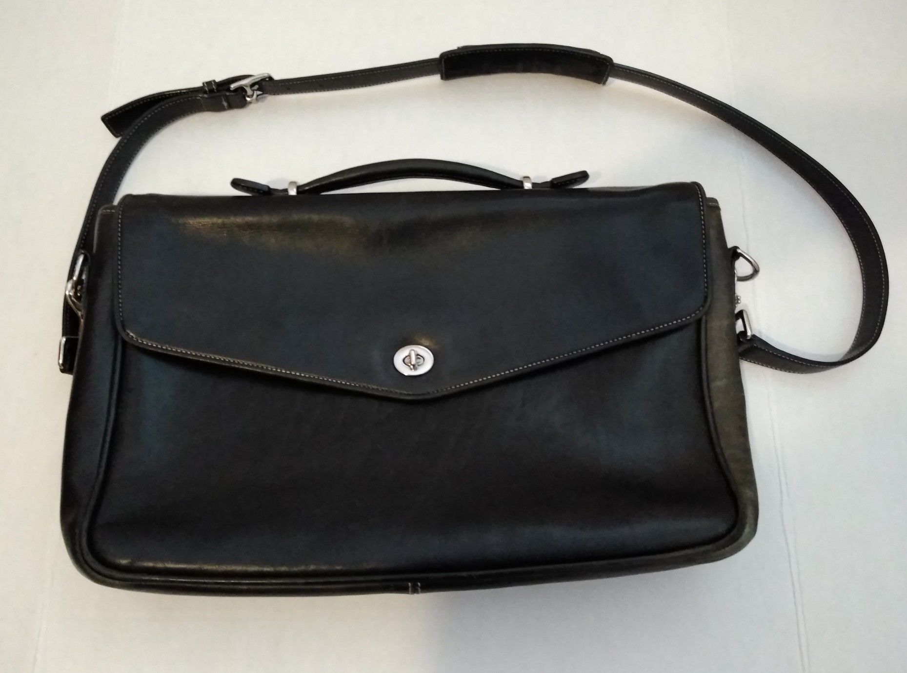 Coach Laptop bag Briefcase Shoulder Messenger Bag Black Leather