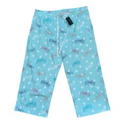 ENJOY NIGHT WOMENS SIZE MEDIUM M LOUNGE PAJAMA PANTS AQUA POLKA DOT BUTTERFLY