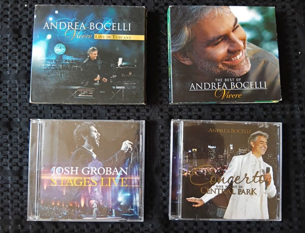 (4) ANDREA BOCELLI JOSH GROBAN LIVE CONCERT DVD'S AND CD COLLECTION