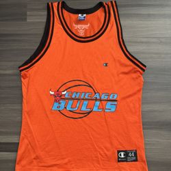 Vintage Champion 90s Chicago Bulls Orange-Red Mesh Jersey Men’s 44 Large