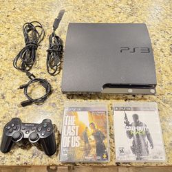 Sony PlayStation 3 Slim - Black (CECH-2501A) Remote, Games And Cords Tested.