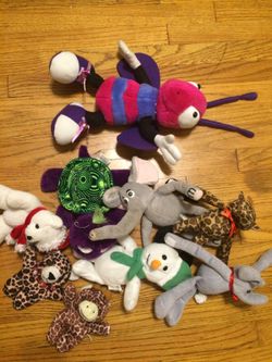 Assortment of stuffed animal toys