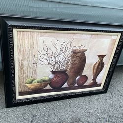 Vessels Of Bali Framed Painting 44.6” X 32.6” Nice Condition 